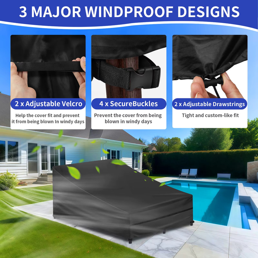 Funshot Sonnenliegen-Abdeckung aus wasserdichtem 210D Oxford Gewebe in Schwarz, B/T/H: 210 x 75 x 40 x 80 cm - Bild 4