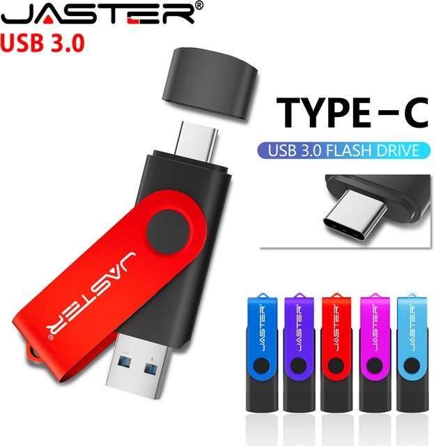 JASTER 2-in-1 USB 3.0 Flash-Laufwerk mit USB-C und USB-A Anschluss, Schwarz - Bild 1