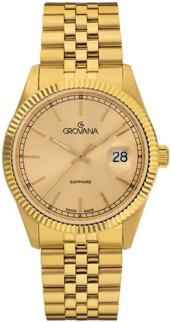Grovana Herrenuhr, Edelstahl, Gold, Quarz, Champagner Zifferblatt - Bild 1