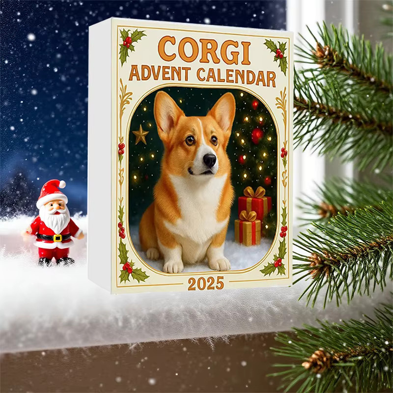 Coigi Adventskalender mit Corgi-Hunde-Ornamenten für die Weihnachtsdekoration, 24 Tage, Mehrfarbig - Bild 3
