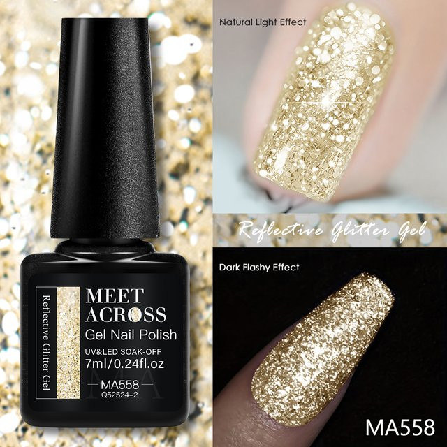 Meet Across Glitzer-Gel-Nagellack, Silber Gold, 7 ml - Bild 1
