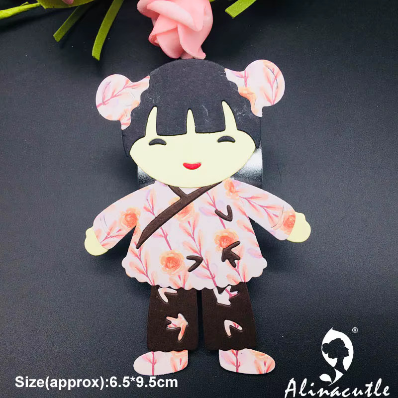 Alinacutle Metallstanzer für Sammelalben und Bastelarbeiten mit Motiv Chinesische Puppe Mädchen und Junge in Mehrfarbig - Bild 2