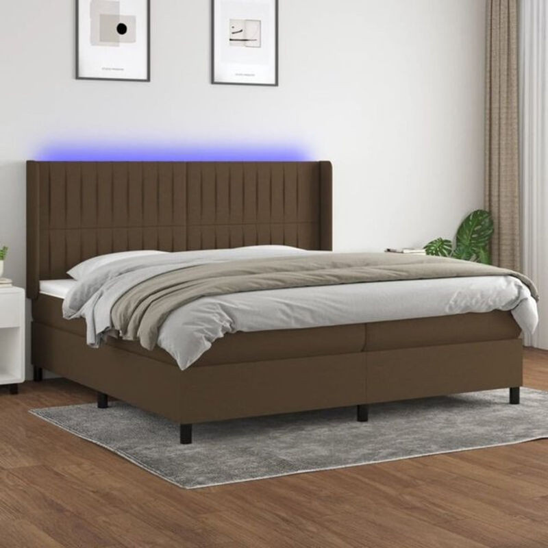 vidaxl Boxspringbett mit Matratze und Polsterung in Braun aus Stoff, B/T/H: 200 x 200 x 118 cm - Bild 1