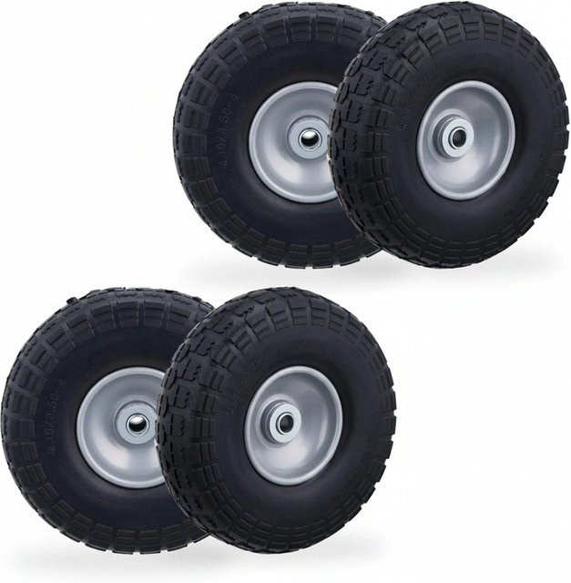 Relaxdays Sackkarrenrad 4er Set Pannensicher in Schwarz-Grau, Durchmesser: 26 cm, Breite: 8,5 cm, Gewicht: 1 kg - Bild 1