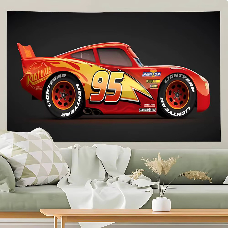 Beast Kingdom Cars Wandteppich mit Lightning McQueen und Tow Mater als Wandbehang für Kinderzimmer und Wohnzimmer - Bild 3