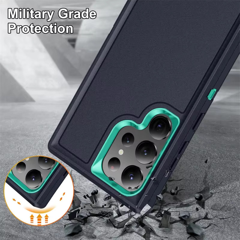 Stoßfeste Militär-Handyhülle für Samsung Galaxy S26 S25 S24 S23 S22 S21 S20 Ultra Plus mit Halterung aus hartem PC und TPU in Blau oder Lila - Bild 5