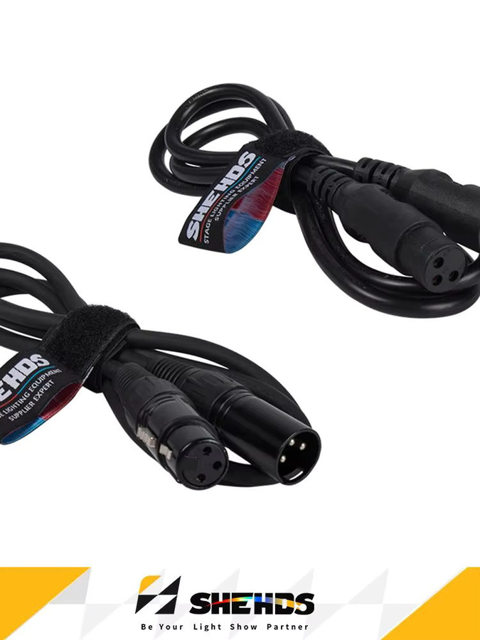 SHEHDS 4er Set 3-poliges DMX512 Signalverbindungs-Kabel aus Gummi in Schwarz für Par-Licht und DJ-Disco-Licht - Bild 5