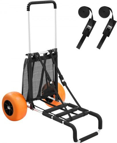 VEVOR Strandkarre aus Aluminium mit großen Rädern und verstellbarer Höhe, zusammenklappbarer Sandwagen mit 76 x 39 cm Ladefläche und 74,84 kg Tragkraft - Bild 1