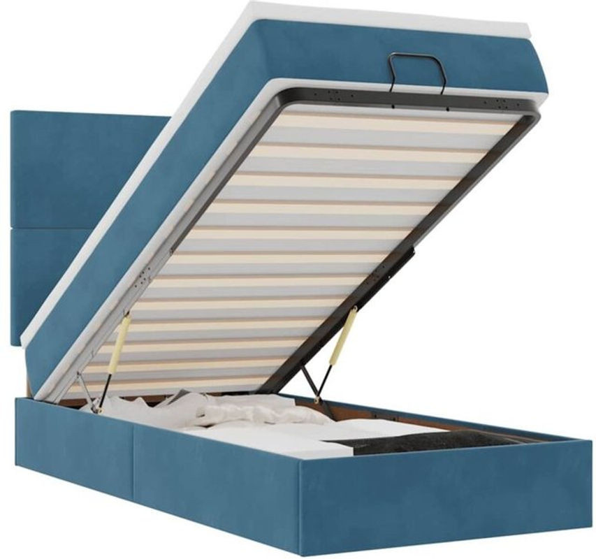 Vidaxl Ottoman Polsterbett mit Matratze und LED-Beleuchtung aus Samt in Dunkelblau B/T/H: 100 x 200 x 118 cm - Bild 1
