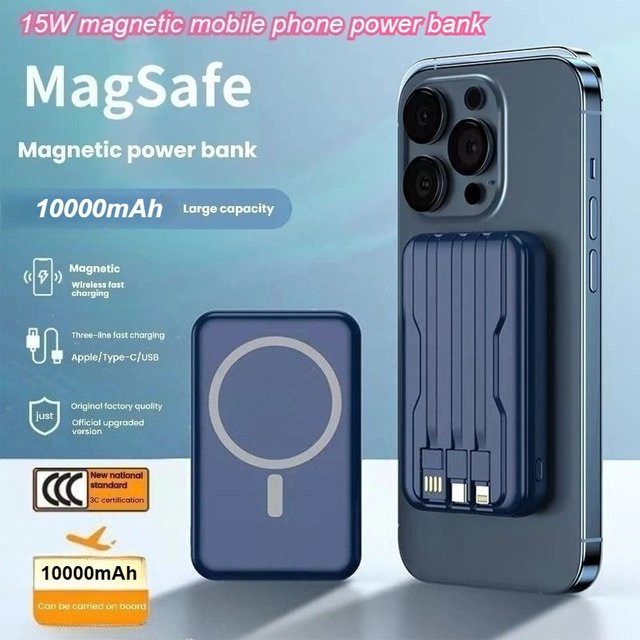 Taepiaai DX126 Magnetische Kabellose Auto-Powerbank in Weiß mit 10000mAh und bis zu 22,5W für Apple und Android Smartphones sowie Uhren - Bild 1
