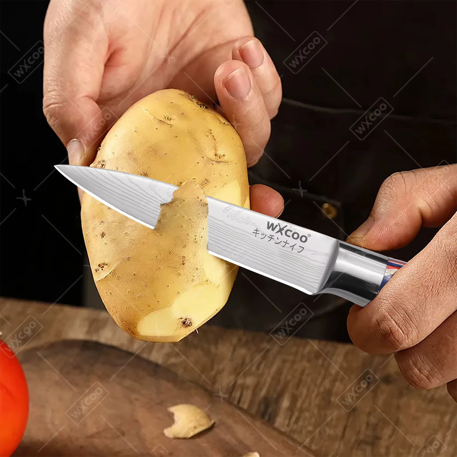 WXCOO Damaststahl Küchenmesser Allzweckmesser 3,5 Zoll zum Schneiden von Obst und Gemüse - Bild 4
