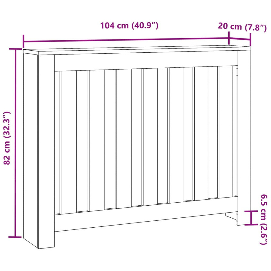 vidaXL Heizkörperverkleidung in Altholz-Optik mit Latten-Design, braun, B/T/H: 104 x 20 x 82 cm - Bild 5