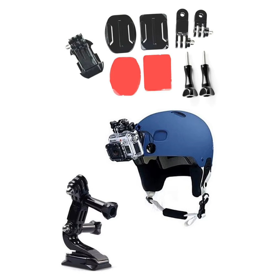 EXSKOF Helm Mount Adapter mit J-Haken Basis und Schraube für GoPro Hero 13 12 11 10 9, AKASO, SJCAM, Insta360 und DJI Osmo Action Kameras, Schwarz - Bild 2