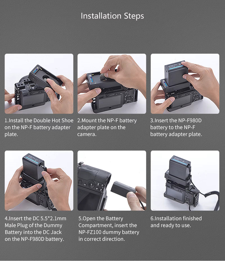 DR-E8 DC Koppler LP-E8 Dummy Batterie mit NP-F Batterie Adapterplatte für Canon EOS Rebel T5i T3i T4i T2i, Kiss X6 X5 X4 und 700D 650D in Schwarz - Bild 4