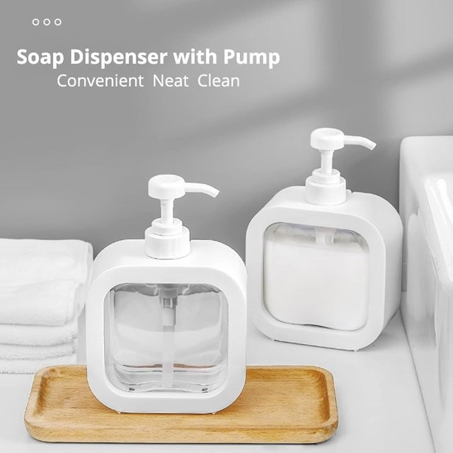Nachfüllbarer Seifenspender mit Pumpe aus Kunststoff, 500 ml, transparent oder weiß - Bild 1