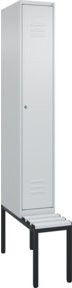 C+P Spind Classic PLUS Garderobenschrank mit Sitzbank, 1 Abteil, Lichtgrau, B/T/H: 212 x 30 x 81,5 cm - Bild 1