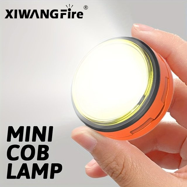 XIWANGFIRE Mini-Taschenlampe mit LED und Magnet, wiederaufladbare COB-Campingleuchte in Orange - Bild 1