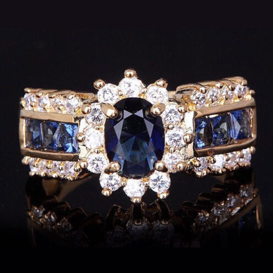 SILVERHOO Ring, Vintage, blau, Zirkonia, Saphir, Damen - Bild 4