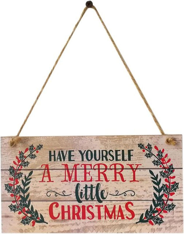 Koogeelife Weihnachts-Türdeko aus Holz als hängendes Schild in rustikalem Design, mehrfarbig - Bild 1