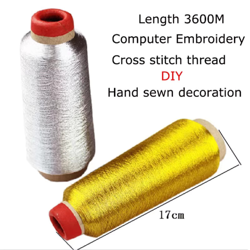 Seiden-Stickgarn Set in Gold und Silber für Kreuzstich und Computer-Stickerei, 150D, 3600 m - Bild 2