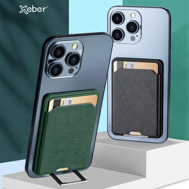 Magnetische Leder-Brieftasche mit Kartenfach und Standfunktion für MagSafe, kompatibel mit iPhone 17, iPhone 16 sowie Samsung S25 Ultra und S24 Ultra, in Orange oder Grün - Bild 1
