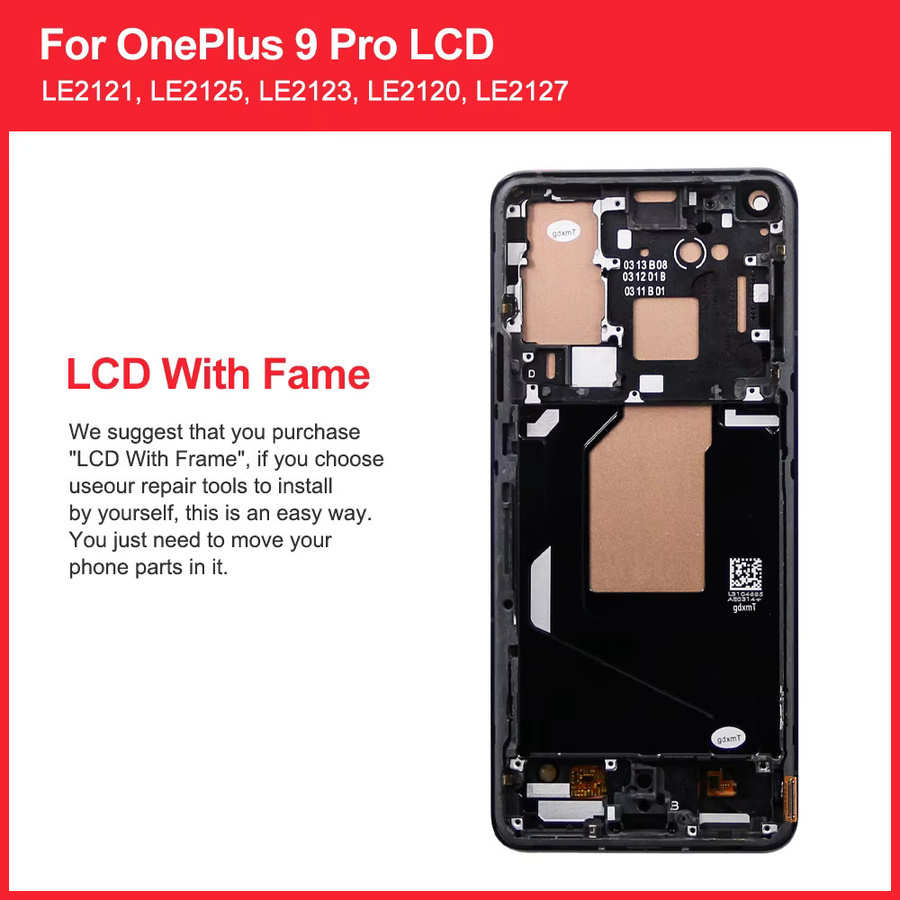 OnePlus 9 Pro LCD Display Touchscreen Digitizer Montage Ersatz mit Rahmen in Schwarz für LE2121 LE2125 LE2123 - Bild 2