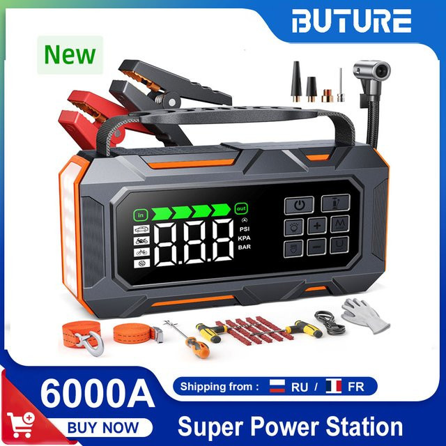 BUTURE Powerbank mit 26800mAh Starthilfe und Luftkompressor 160PSI als tragbares Auto-Pannenhilfe-Set - Bild 1