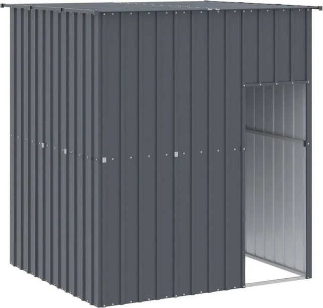 vidaXL Hundehütte mit Dach Anthrazit aus verzinktem Metall wetterfest B/T/H: 165 x 153 x 181 cm - Bild 1