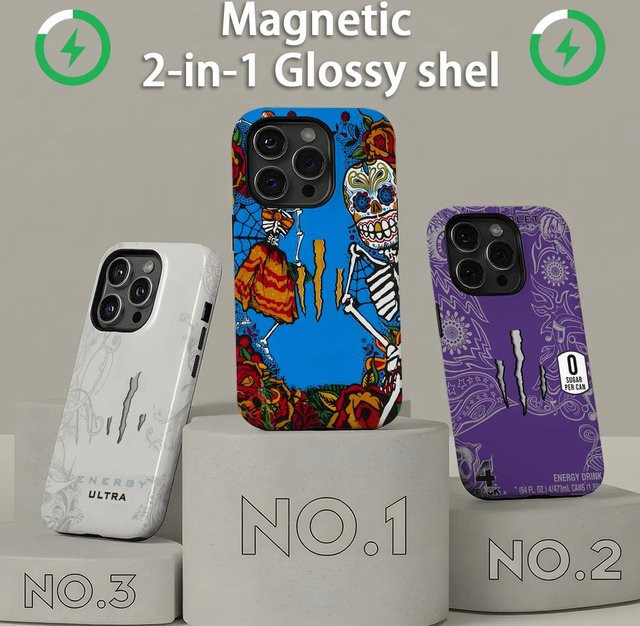 M-MonsterES Handyhülle mit magnetischem Energy-Drink Design in Weiß für iPhone 11 bis iPhone 17 Pro Max Plus - Bild 1