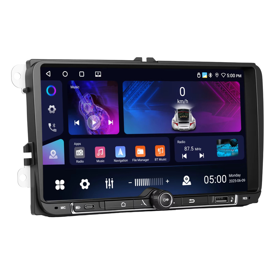 Podofo 9 Zoll Android Autoradio mit 4 GB RAM und 64 GB Speicher, Wireless CarPlay und Android Auto, Schwarz, mit GPS, Bluetooth, WiFi und DSP Multimedia Player für dein Fahrzeug - Bild 6