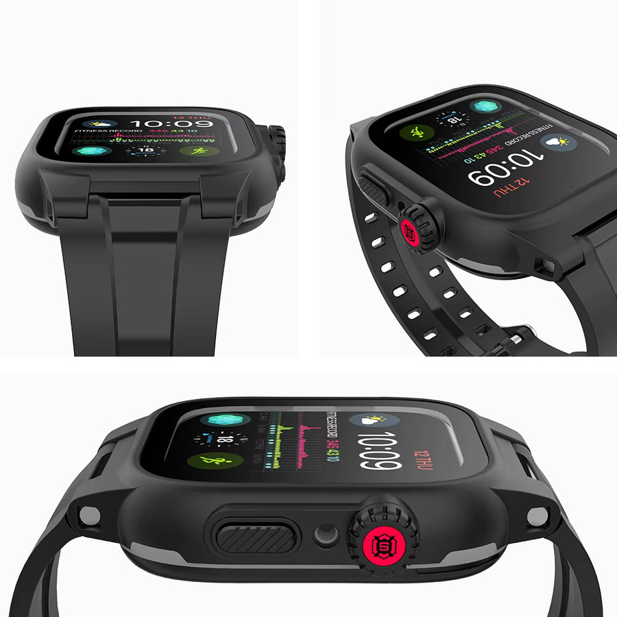 Shellbox Gehäuse für Apple Watch 4, 5, 6, 44 mm, Silikon, Schwarz, Unisex - Bild 4