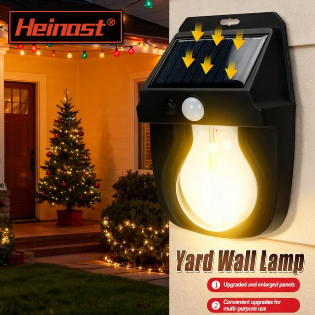 Heinast Solar-LED-Wandleuchte für den Außenbereich in Schwarz mit Bewegungssensor und warmweißem Licht - Bild 1
