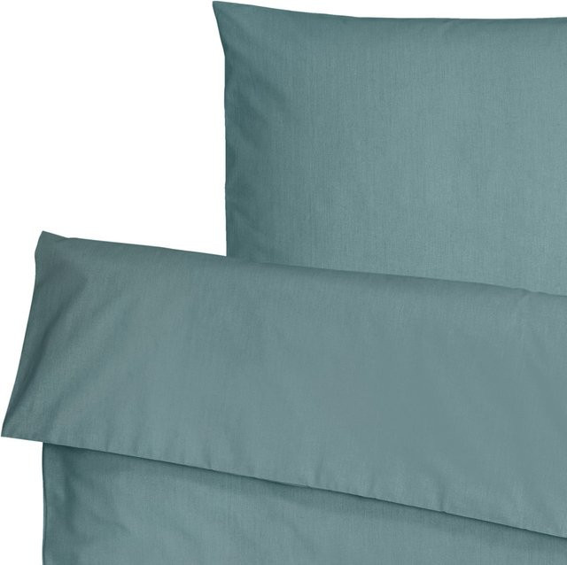 ERWIN M. Bettwäsche-Set Siena aus Baumwoll-Polyester-Mischung mit Hotelverschluss in Rauchblau, B/L: 135 x 200 cm, B/L: 80 x 80 cm - Bild 1