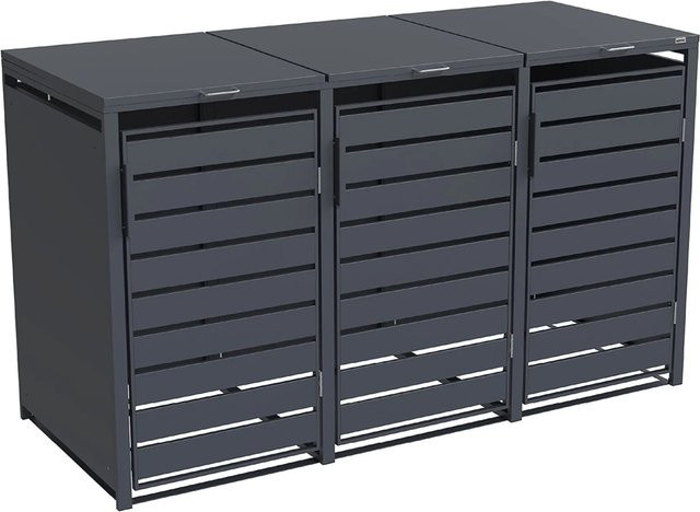 WEKA Metall-Mülltonnenbox Gary 3er in Anthrazit, pulverbeschichtet - Bild 1