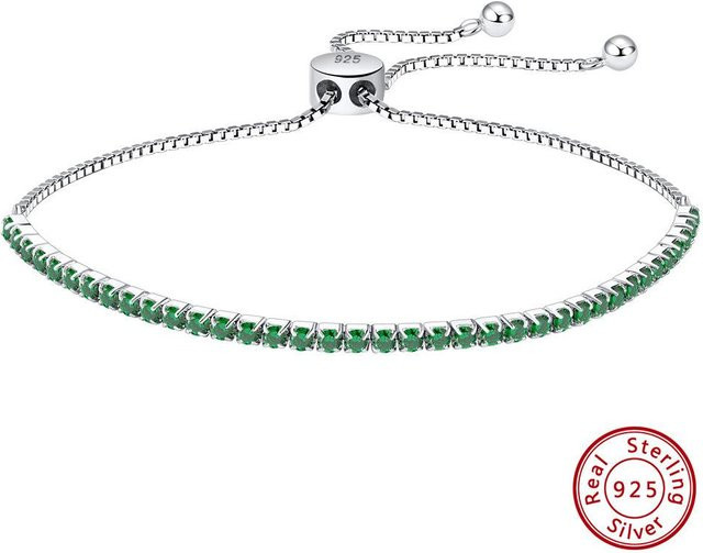Tennis-Kette 925 Silber, Grüner Zirkonia, Damen - Bild 1