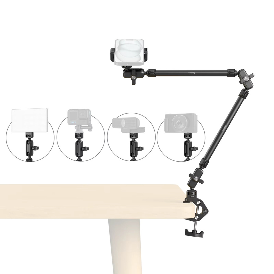 SmallRig Magic Arm Set mit Krabbenklemme, Telefonhalterung und flexibler Schreibtischhalterung für Actionkameras, Schwarz - Bild 1