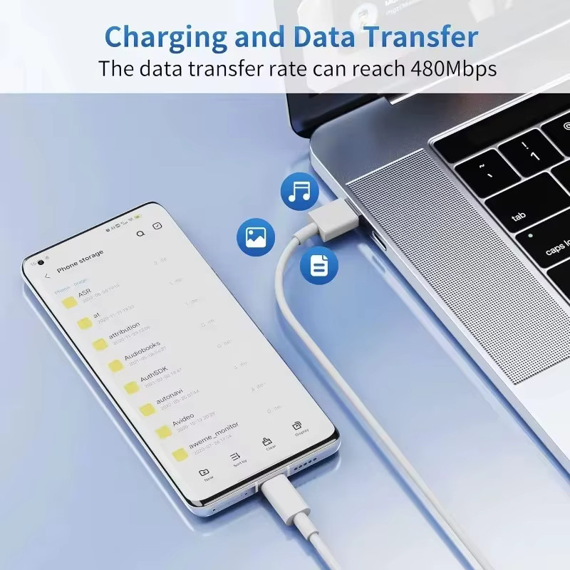 NNBILI USB Typ-C Schnellladekabel 6A als universelles Datenkabel in Weiß - Bild 3