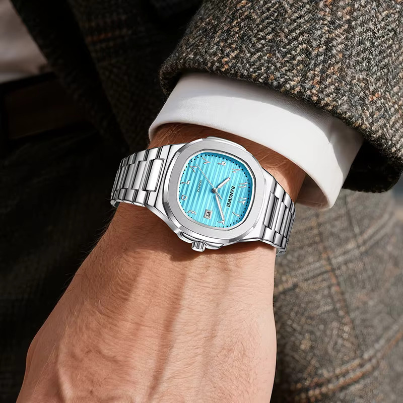 BANGWEI Armbanduhr Edelstahl, Quarz, Blau, Herren - Bild 5