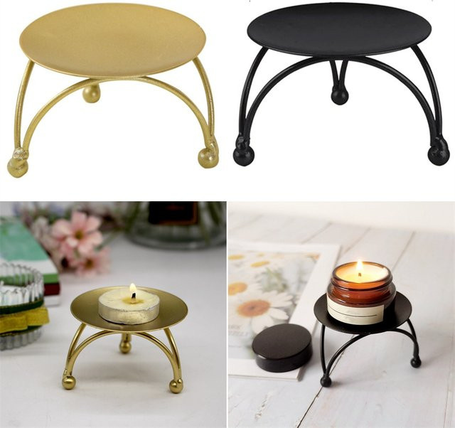 VIBRATITE Kerzenhalter aus Metall für Tealights, dekorativer Kerzenständer in Schwarz und Gold, B/H/T: 7 x 4,5 x 4,5 cm - Bild 1