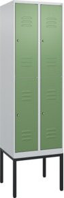 C+P Doppelstock-Spind Classic PLUS mit 2 Abteilen, Gestell, RAL 6011 Resedagrün, H x B x T: 212 x 60 x 50 cm - Bild 1