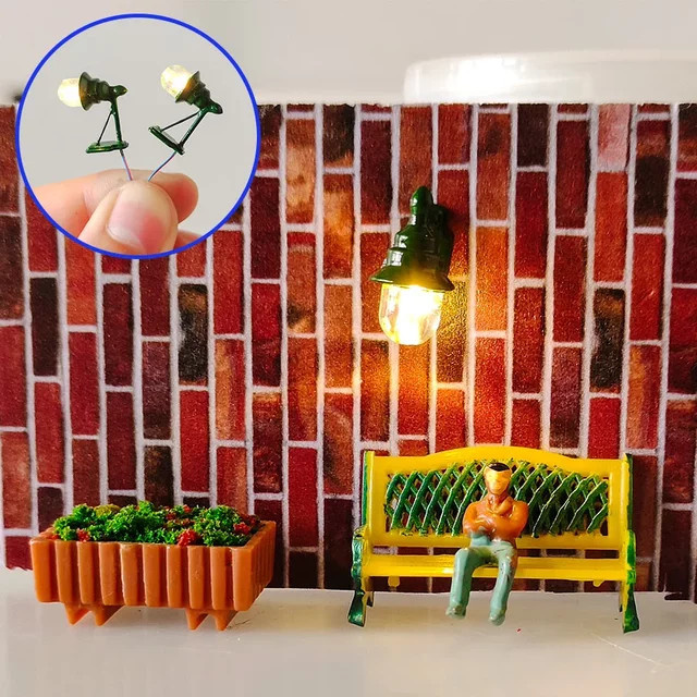 Ho Scale Miniatur-Wandleuchte, Modellbeleuchtung, 1:87, 2-teiliges Set - Bild 1