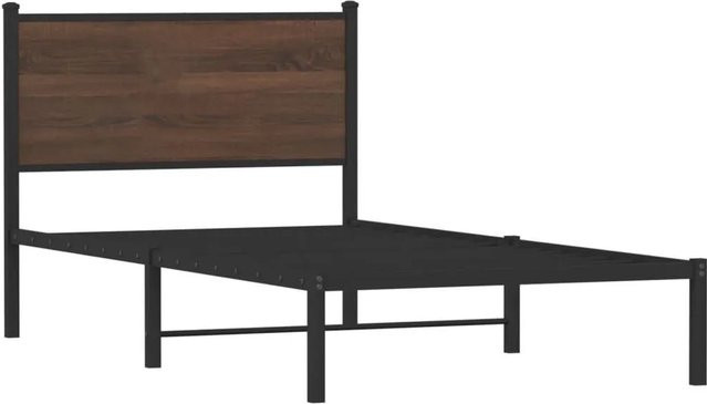 vidaXL Metallbett in Eiche Braun ohne Matratze, B/T/H: 107 x 203 x 112 cm - Bild 1