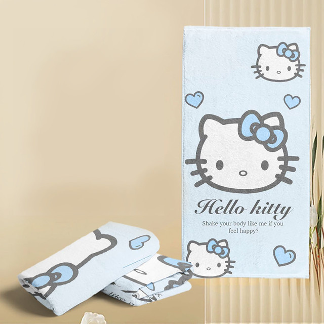 Sanrio Hello Kitty Kinderhandtuch, schnelltrocknendes Cartoon-Wickeltuch in Blau - Bild 1