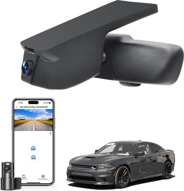 Mangoal 4K Dashcam mit GPS und WLAN für Dodge Charger (2015-2023), HD-Nachtsicht und App-Steuerung, Schwarz - Bild 1