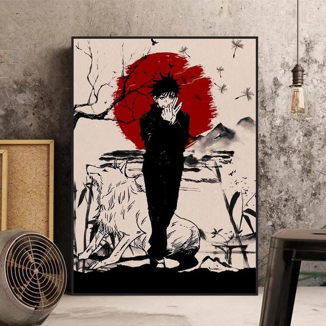 DIMENGQI Anime Jujutsu Kaisen Leinwandbild Gojo Satoru und Sukuna Wandkunst, Mehrfarbig, Breite: 30 cm, Höhe: 40 cm - Bild 1