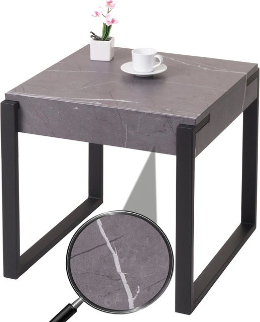 MCW Beistelltisch L53 in Marmor-Optik Grau aus Metall, B/T/H: 50 x 51 x 54 cm - Bild 1