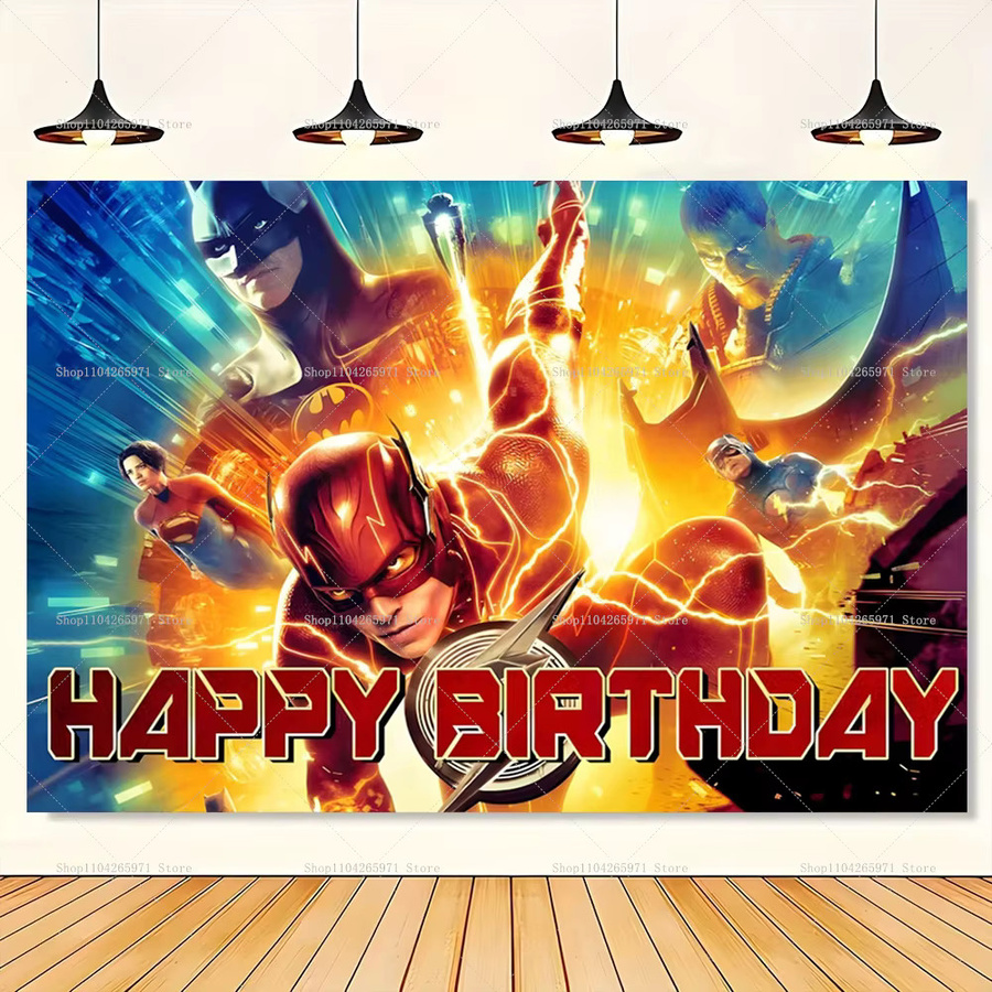 Beast Kingdom Glitzer-Hintergrund Superhelden-Thema für Geburtstagsparty und Fotografie, Mehrfarbig, Breite: 150 cm, Höhe: 100 cm - Bild 1