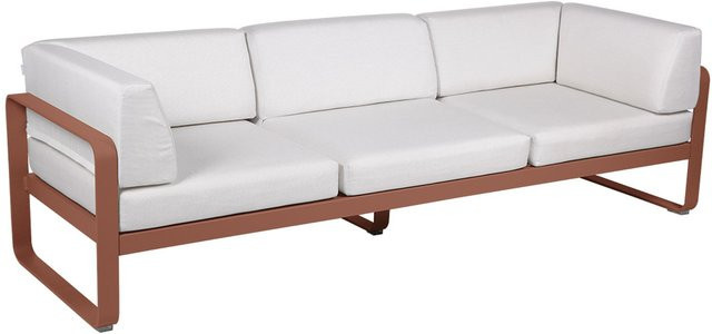 Fermob Bellevie Clubsofa 3-Sitzer mit Armlehnen in Weiß und Rot aus pulverbeschichtetem Stahl und UV-beständigen Polstern - Bild 1