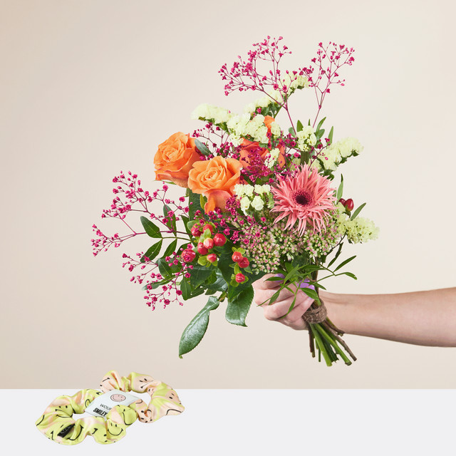 BLUME2000 Bouquet Rosen Gerbera Schleierkraut multicolour orange lightpink - Bild 1