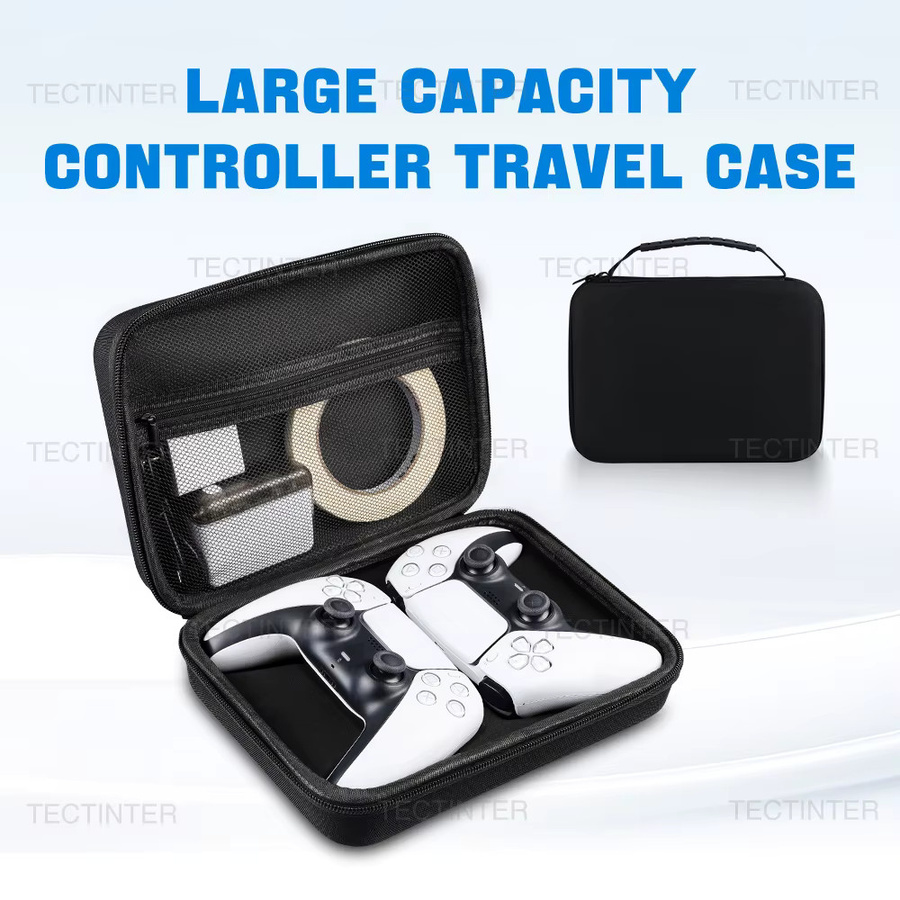 YECKTEGJ Dual Tragetasche für PS5, PS4, PS3 und Xbox Serie Controller, stoßfeste Reisetasche für Zubehör in Schwarz und Weiß - Bild 4